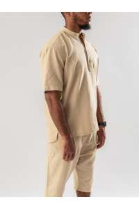 Polo homme beige en lin