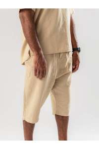 Sarouel bermuda homme en lin beige LINO