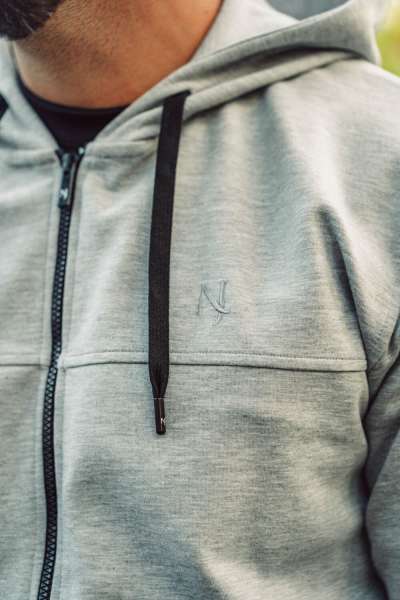 Ensemble veste à capuche et jogging sarouel gris clair Maybak