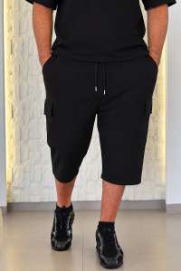 Sarouel bermuda noir Maydane vu de face