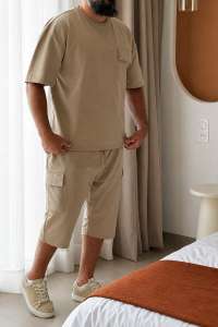 Ensemble Maydane Beige | Tee-shirt & Bermuda Assortis | Noujoum