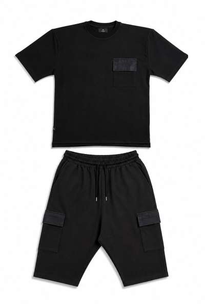 Ensemble Maydane Noir | Tee-shirt & Bermuda Assortis | Noujoum