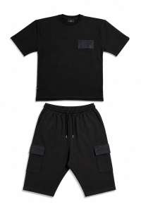 Ensemble Maydane Noir | Tee-shirt & Bermuda Assortis | Noujoum