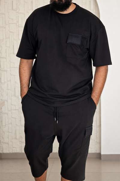 Ensemble Maydane Noir | Tee-shirt & Bermuda Assortis | Noujoum