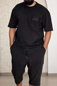 Ensemble Maydane Noir | Tee-shirt & Bermuda Assortis | Noujoum