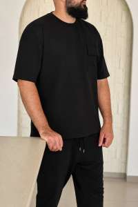 Ensemble Maydane Noir | Tee-shirt & Bermuda Assortis | Noujoum