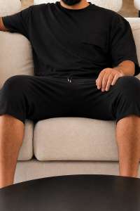 Ensemble Maydane Noir | Tee-shirt & Bermuda Assortis | Noujoum