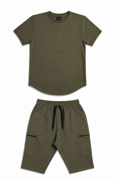 Ensemble Maybak Kaki | Tee-shirt & Bermuda Assortis | Noujoum