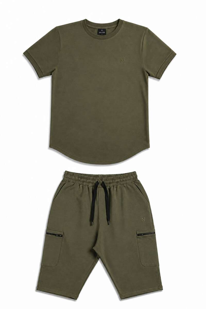 Ensemble Maybak Kaki | Tee-shirt & Bermuda Assortis | Noujoum