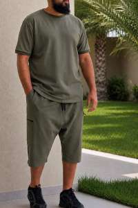 Ensemble Maybak Kaki | Tee-shirt & Bermuda Assortis | Noujoum