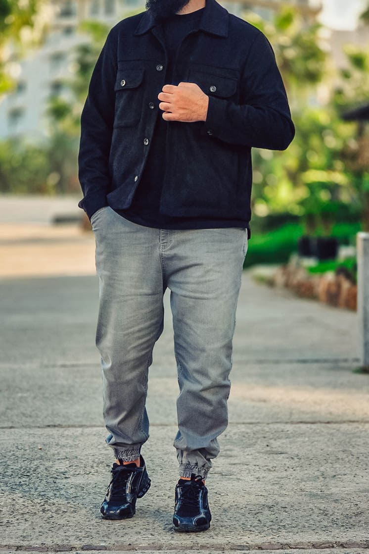 Pantalon sarouel jean gris clair pour homme