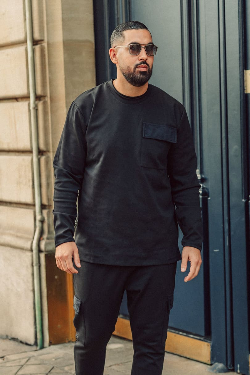 Ensemble Sweat et jogging sarouel Maydane noir pour homme